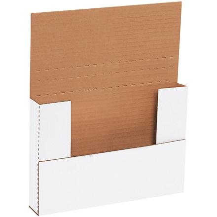 9 <span class='fraction'>5/8</span> x 6 <span class='fraction'>5/8</span> x 1 <span class='fraction'>1/4</span>" White Easy-Fold Mailers