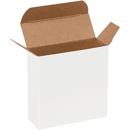 3 <span class='fraction'>1/2</span> x 1 <span class='fraction'>1/4</span> x 3 <span class='fraction'>1/2</span>" White Reverse Tuck Folding Cartons